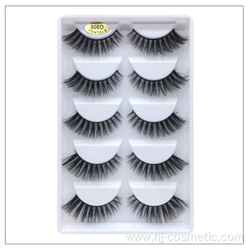 Vegan Eyelashes Private Label Natural Makeup 3D Mink Eyelashes 5 pairs/box